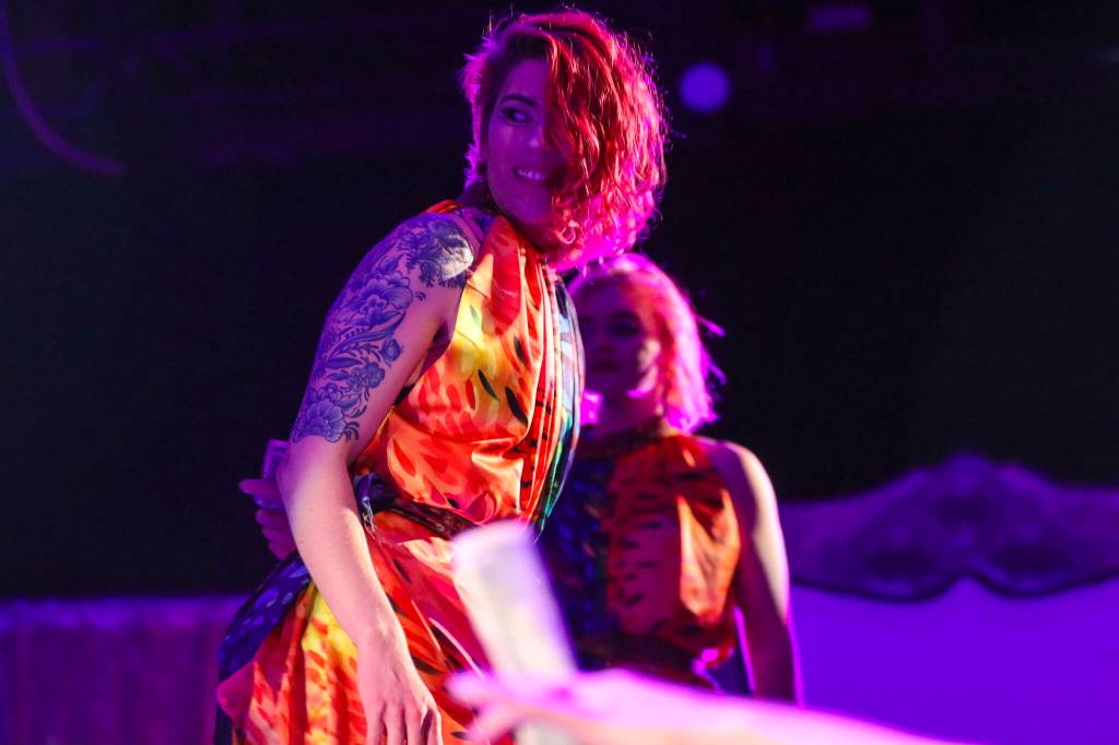 Michael S. Lockett / capital city weekly
Dancers for Aquarius Valentine look on during their set Saturday at Glitz, a major annual drag event celebrated every Pride Month, at Centennial Hall.