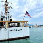 The U.S. Coast Guard Cutter Reef Shark, seen here from stern, replaced the USCGC Liberty as the cutter for Sector Juneau earlier in June, stationed at Don D. Statter Harbor. (Michael S. Lockett / Juneau Empire)