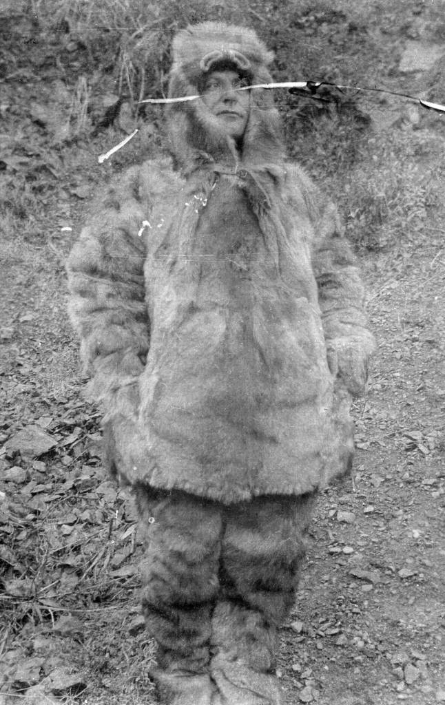 Photo courtesy of the Viani Family Collection 
Frenchy poses in a fur suit, circa 1900. Location unknown.