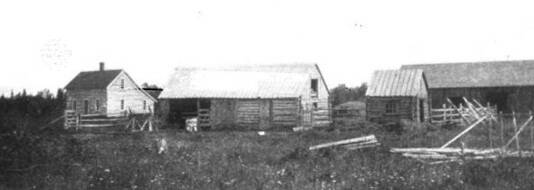 These buildings were part of a federal Agricultural Experiment Station in Kenai. After the station was closed down in the early 1900s, Frenchy took up residence therewithout permission. (Photo courtesy of Alaska Digital Archives)