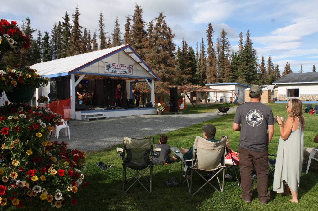 Community members attend the RockN the Ranch at the RustyRavin Music Festival in Kenai, Alaska, on Friday, July 8, 2022. (Camille Botello/Peninsula Clarion)