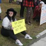 Salem Carrico-Roger holds a sign that reads "You thought we were nasty before" at the "Women's March: Bans Off Our Bodies" protest on Saturday, July 9, 2022, at WKFL Park in Homer, Alaska. (Photo by Michael Armstrong/Homer News)