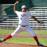 Atticus Gibson of the American Legion Post 20 Twins pitches a shutout against West on Thursday, July 14, 2022, at Coral Seymour Memorial Park in Kenai, Alaska. (Photo by Jeff Helminiak/Peninsula Clarion)
