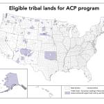 A map shows locations in the U.S. designated as tribal lands and thus eligible for higher benefits from the Affordable Connectivity Program. All of Alaska falls under that designation. (Map courtesy of the FCC)