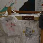 Examples of desired recyclables are displayed on the recycling super sack at the Cook Inletkeeper Community Action Studio in Soldotna, Alaska, on Aug. 11, 2022. (Jake Dye/Peninsula Clarion)