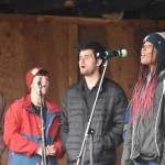 Rachel Ababio delivers a solo during a performance of the Whiffenpoofs at the Kenai Peninsula Fair on Aug. 12, 2022, in Ninilchik, Alaska. (Jake Dye/Peninsula Clarion)