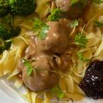 This version of Swedish meatballs features larger meatballs made of all beef instead of the traditional beef/pork combination. (Photo by Tressa Dale/Peninsula Clarion)