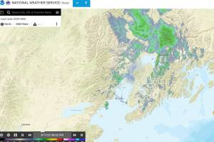 National Weather Service radar for the Kenai Peninsula and Southcentral Alaska on Aug. 17, 2022. (Screenshot)