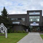 The Kenai Peninsula College Main Entrance on Aug. 18, 2022 in Soldotna, Alaska. (Jake Dye/Peninsula Clarion)