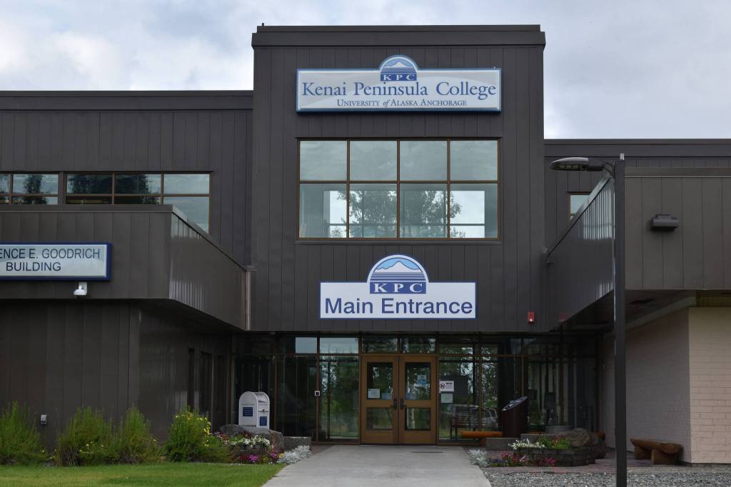 The Kenai Peninsula College Main Entrance on Aug. 18, 2022 in Soldotna, Alaska. (Jake Dye/Peninsula Clarion)