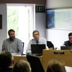 Soldotna City Attorney Brooks Chandler (center) discussess how Soldotna Creek Park can and cannot be used by members of the public during a meeting of the Soldotna City Council on Wednesday, July 13, 2022 in Soldotna, Alaska. (Ashlyn OHara/Peninsula Clarion)