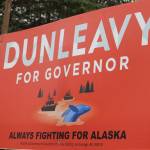 A campaign sign promoting Gov. Mike Dunleavys reelection campaign stands in Juneau. Two nonprofits on Tuesday filed a complaint with Alaska Public Offices Commission against Dunleavy and others connected to his campaign. The complaint alleges a series of egregious campaign finance violations. (Jonson Kuhn / Juneau Empire Photo)