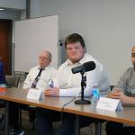 From left, Soldotna City Council candidates Lisa Parker, Dave Carey, Garrett Dominick and Erick Hugarte participate in a candidate forum at the Soldotna Public Library on Tuesday, Sept. 6, 2022 in Soldotna, Alaska. (Ashlyn OHara/Peninsula Clarion)