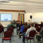 Kenai Peninsula Borough River Center Manager Samantha Lopez presents information at a meeting discussing the potential boundaries of a Nikiski Advisory Planning Commission at the Nikiski Community Recreation Center on Tuesday, July 19, 2022 in Nikiski, Alaska. (Ashlyn OHara/Peninsula Clarion)