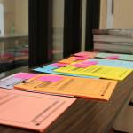 Sample ballots are displayed ahead of the Oct. 4 municipal election at an absentee in-person polling place in Kenai City Hall on Thursday, Sept. 29, 2022 in Kenai, Alaska. (Ashlyn OHara/Peninsula Clarion)
