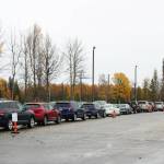 Cars line up ahead of dismissal at Mountain View Elementary School on Thursday, September 29, 2022, in Kenai, Alaska. A bond package up for consideration by Kenai Peninsula Borough voters on Oct. 4 would fund improvements to the schools traffic flow. (Ashlyn OHara/Peninsula Clarion)