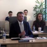 Morgan Neff talks about four generations of family who have worked in Alaska during his opening remarks while interviewing Monday, Oct. 3, 2022, to be the executive director of the Alaska Permanent Fund Corp. (Mark Sabbatini / Juneau Empire)