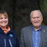 Heidi Drygas, who is running for lieutenant governor, and Bill Walker, who is running for governor, are photographed outside the Juneau Empires offices on Oct. 5, 2022, in Juneau, Alaska. Walker said hes hopeful voters will understand his decision to draw from the Alaska Permanent Fund to fund state government. (Ben Hohenstatt / Juneau Empire)