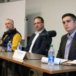 From left: Alaska State House candidates Ron Gillham, Ben Carpenter and Justin Ruffridge participate in a candidate forum on Monday, Oct. 10, 2022 in Soldotna, Alaska. (Ashlyn OHara/Peninsula Clarion)