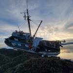 Courtesy Photo / Gregory Chaney
The Coast Guard continues to monitor the 60-foot fishing vessel that ran aground over Thursday night. Crews are strategizing a plan to safely defuel the ship, which is anticipated to take place later this week weather permitting.