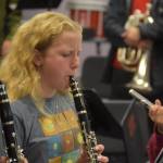 Lexi Somers, clarinet player, hits a tuning note during a KCHS Marching Band practice on Aug. 18, 2022, in Kenai, Alaska. (Jake Dye/Peninsula Clarion)