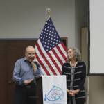 Bob Bird (left) and Lisa Parker (right) participate in a Constitutional Convention Forum at the Kenai Chamber of Commerce and Visitor Center on Wednesday, Oct. 12, 2022 in Kenai, Alaska. (Ashlyn O'Hara/Peninsula Clarion)