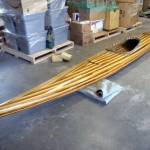 The cedar-built kayak Nate Grinnell built to follow the voyageurs journey. (Photo by Julie Grinnell)