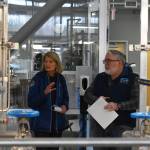 Bill Howell, assistant professor of process technology, shows Sen. Lisa Murkowski, R-Alaska, training equipment at the Career and Technical Education Center at Kenai Peninsula College in Soldotna, Alaska, on Tuesday, Oct. 18, 2022. (Jake Dye/Peninsula Clarion)