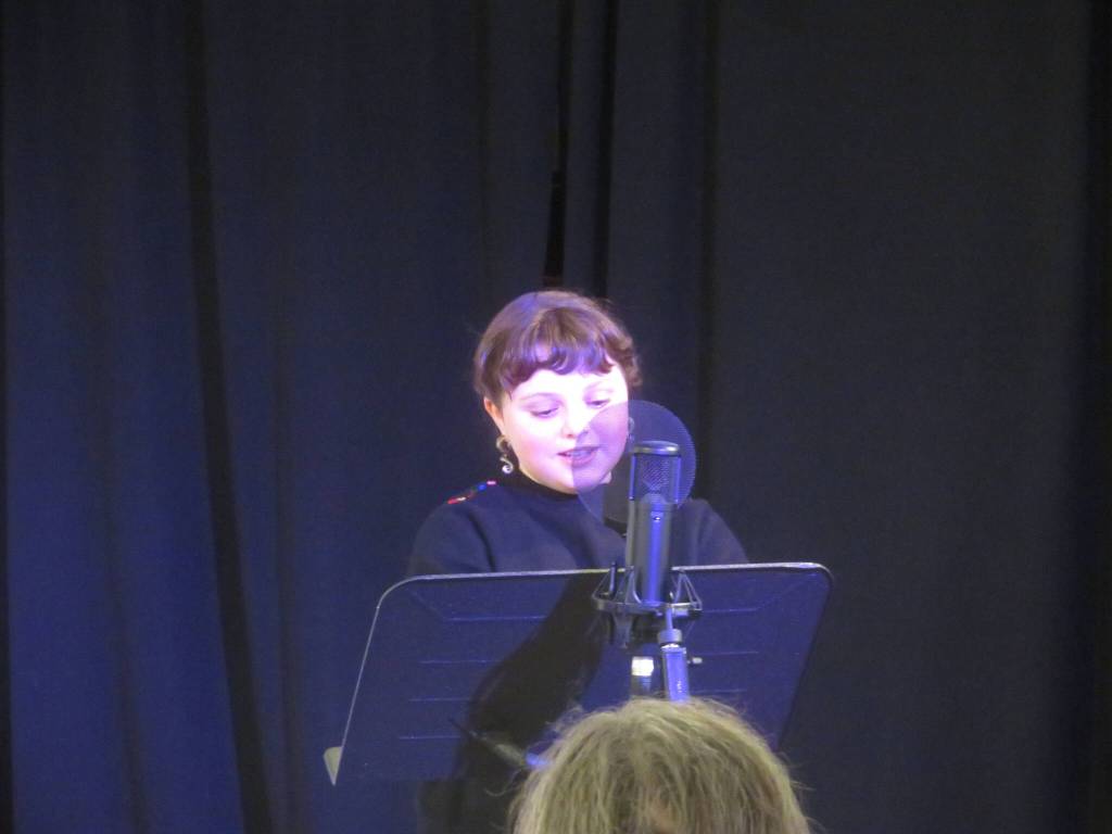 Isolde Panarelli of Homer, reads Snow in Googerville, which received second place in fiction, grade 4-6), during the 2021 Writers Contest Winners presenations at the Homer Council on the Arts. (Photo provided)