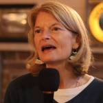 U.S. Sen. Lisa Murkowski speaks during a meet-and-greet Oct. 12 at Louies Douglas Inn. (Mark Sabbatini / Juneau Empire)