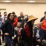 U.S. Rep. Mary Peltola performs an entrance dance at the start of a reelection campaign event at Elizabeth Peratrovich Hall on Monday. The event came two after the Alaska Federation of Natives convention in Anchorage, where she received a heros welcome by attendees and the support of longtime Republican U.S. Sen. Lisa Murkowski. (Mark Sabbatini / Juneau Empire)