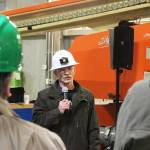 Homer Electric Association General Manager Brad Janorschke addresses attendees at a ceremony celebrating HEAs Tesla battery energy storage system on Tuesday, Nov. 1, 2022, near Soldotna, Alaska. (Ashlyn OHara/Peninsula Clarion)