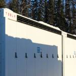 A Tesla battery energy storage system stands in the sun at a Homer Electric Association facility on Tuesday, Nov. 1, 2022, near Soldotna, Alaska. (Ashlyn OHara/Peninsula Clarion)