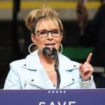 Sarah Palin speaks at a July 11 Save America Rally featuring former President Donald Trump at Alaska Airlines Center in Anchorage. (Mark Sabbatini / Juneau Empire File)