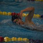 Homers Carly Nelson swims the 500-yard freestyle during finals at the ASAA State Swim & Dive Championships on Saturday, Nov. 5, 2022, at Bartlett High School in Anchorage, Alaska. (Jake Dye/Peninsula Clarion)