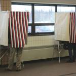 People vote in polling booths at the Soldotna Regional Sports Complex on Tuesday, Nov. 8, 2022 in Soldotna, Alaska. (Ashlyn OHara/Peninsula Clarion)