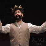 Josiah Burton portrays Nicholas Bottom in a rehearsal of Something Rotten on Wednesday, Nov. 9, 2022, at Soldotna High School in Soldotna, Alaska. (Jake Dye/Peninsula Clarion)