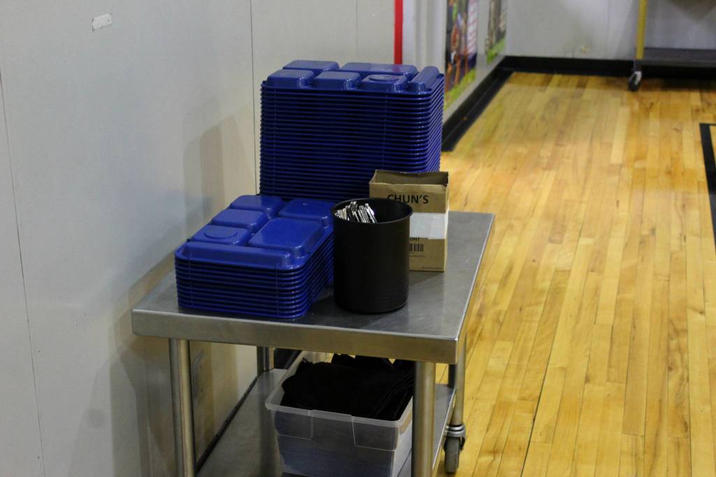 Zero-waste lunch materials await use by students at Sterling Elementary School on Thursday, Nov. 10, 2022, in Sterling, Alaska. (Ashlyn OHara/Peninsula Clarion)