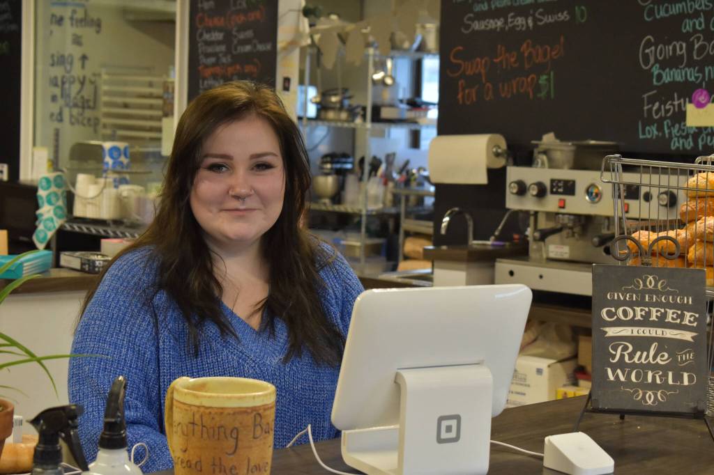 Abbi Suprick is seen at Everything Bagels in Soldotna, Alaska, on Thursday, Nov. 17, 2022. (Jake Dye/Peninsula Clarion)
