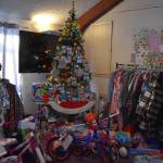 Toys and clothes are displayed, ready to be donated, at the Soldotna Elks Lodge #2706 in Soldotna, Alaska, on Friday, Dec. 2, 2022. (Jake Dye/Peninsula Clarion)