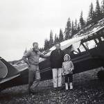 Ben, Marian and Grace Goble pose next to Bens airplane on the beach near Kenai in 1959. (Photo courtesy of Ben and Marian Goble)