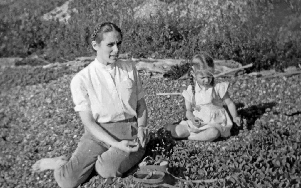 Marian and Grace Goble during a Kenai-area picnic in 1958. (Photo courtesy of Ben and Marian Goble)