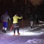 Skiiers take off down the trail during StarLight StarBright: A Winter Solstice Ski Event on Wednesday, Dec. 21, 2022 at the Kenai Golf Course in Kenai, Alaska.