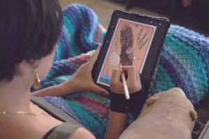 Ryce-Tovar sketches The Eagle in Homer, Alaska. (Photo provided by Ryce-Tovar)