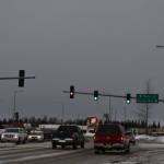 Dark clouds hang over Kenai, Alaska, on Monday, Dec. 26, 2022, seen from the parking lot of the Quality Inn in Kenai, Alaska. (Jake Dye/Peninsula Clarion)