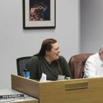 Newly appointed Soldotna City Council member Chera Wackler (center) participates in her first council meeting on Wednesday, Jan. 11, 2023 in Soldotna, Alaska. (Ashlyn OHara/Peninsula Clarion)