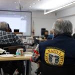 Clarise Larson / Juneau Empire
Arsenio Pastor Credo and other Alaska Native veterans listen to a presentation Thursday afternoon on how to apply for up to 160 acres of the more than 27 million acres of public land available to Alaska Native veterans who were unable to apply for their acres of in-state land due to serving during the Vietnam War.