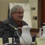 Chief Justice Daniel E. Winfree leads the public hearing held as part of the selection process for a new Kenai Superior Court Judge on Monday, Jan. 23, 2023, at the Kenai Courthouse in Kenai, Alaska. (Jake Dye/Peninsula Clarion)