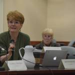 Kritie Babcock, a member of the Alaska Judicial Council, speaks during the public hearing held as part of the selection process for a new Kenai Superior Court Judge on Monday, Jan. 23, 2023, at the Kenai Courthouse in Kenai, Alaska. (Jake Dye/Peninsula Clarion)