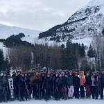 Students from Seward Middle School stand for a photo at Alyeska Resort in Girdwood, Alaska, on Jan. 26, 2023. (Photo courtesy Myla Lijemark)